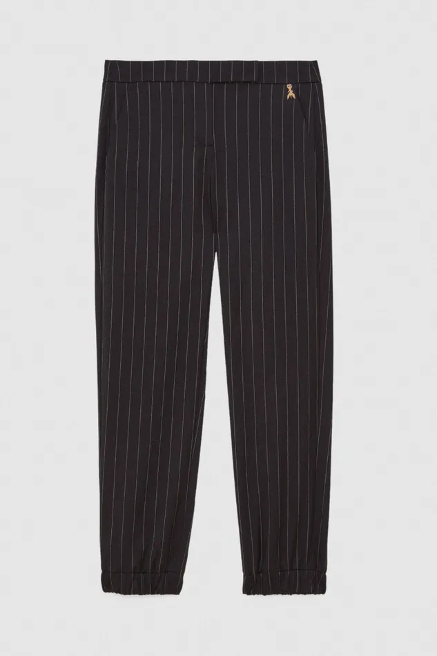 Tailleur Women Patrizia Pepe Viscose Jogging Pants Blackandbeige Stripes