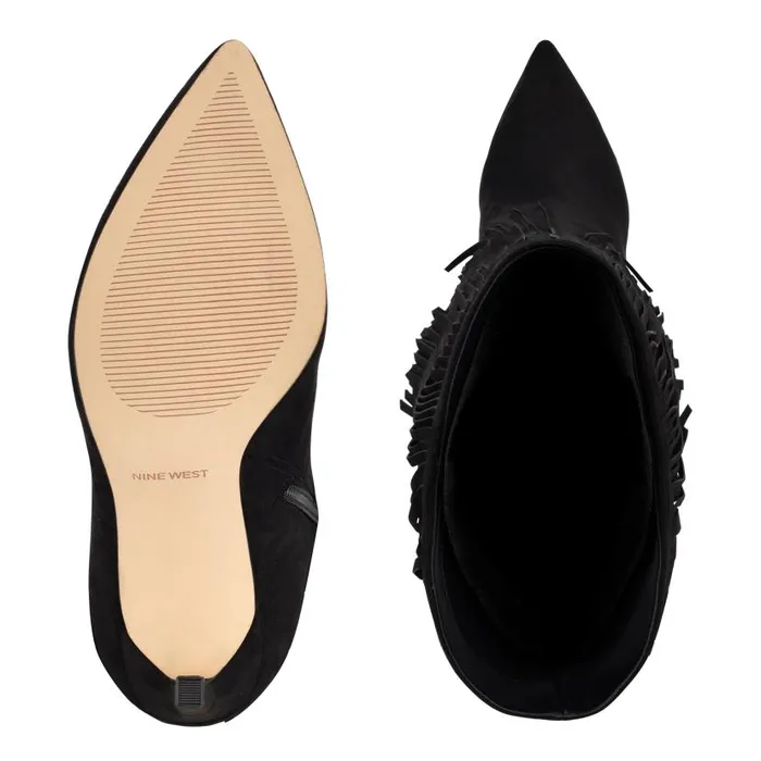 Tasels Heeled Boots Black Suede Women Nine West Heels
