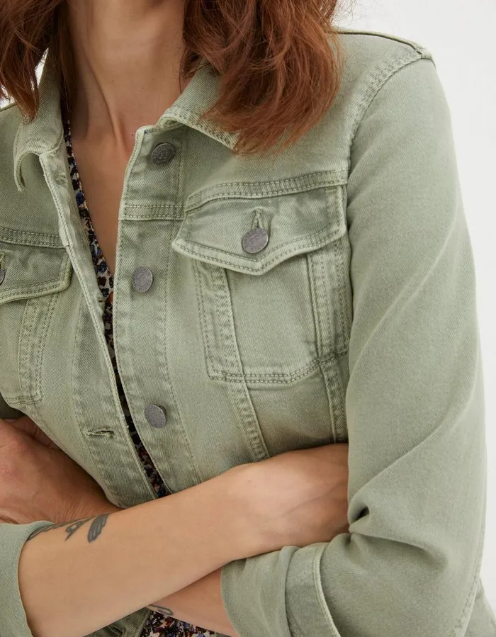 Tasha Denim Jacket Light Green Women FatFace Coats and Jackets