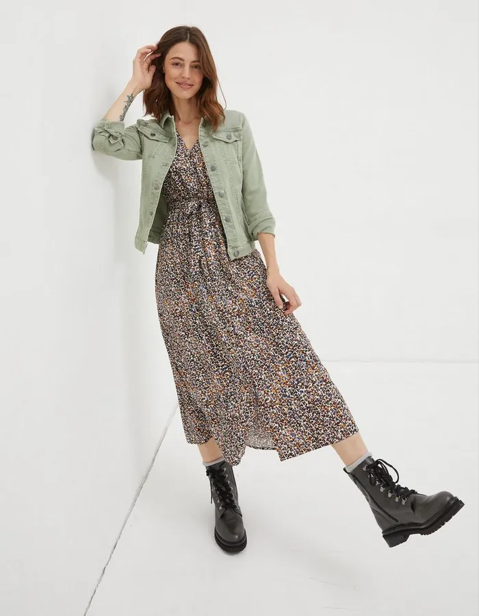 Tasha Denim Jacket Light Green Women FatFace Coats and Jackets