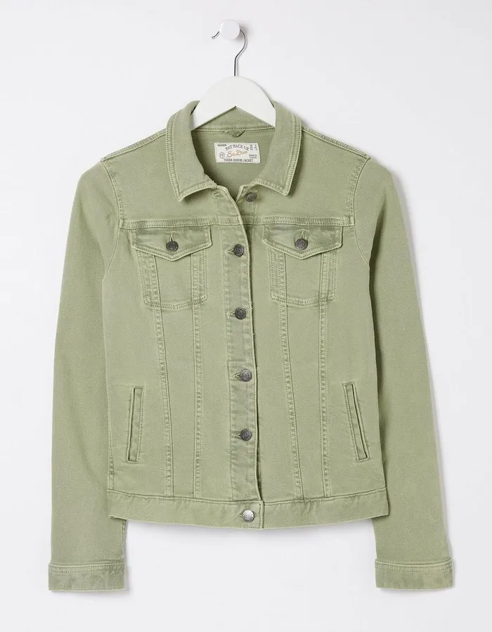 Tasha Denim Jacket Light Green Women FatFace Coats and Jackets