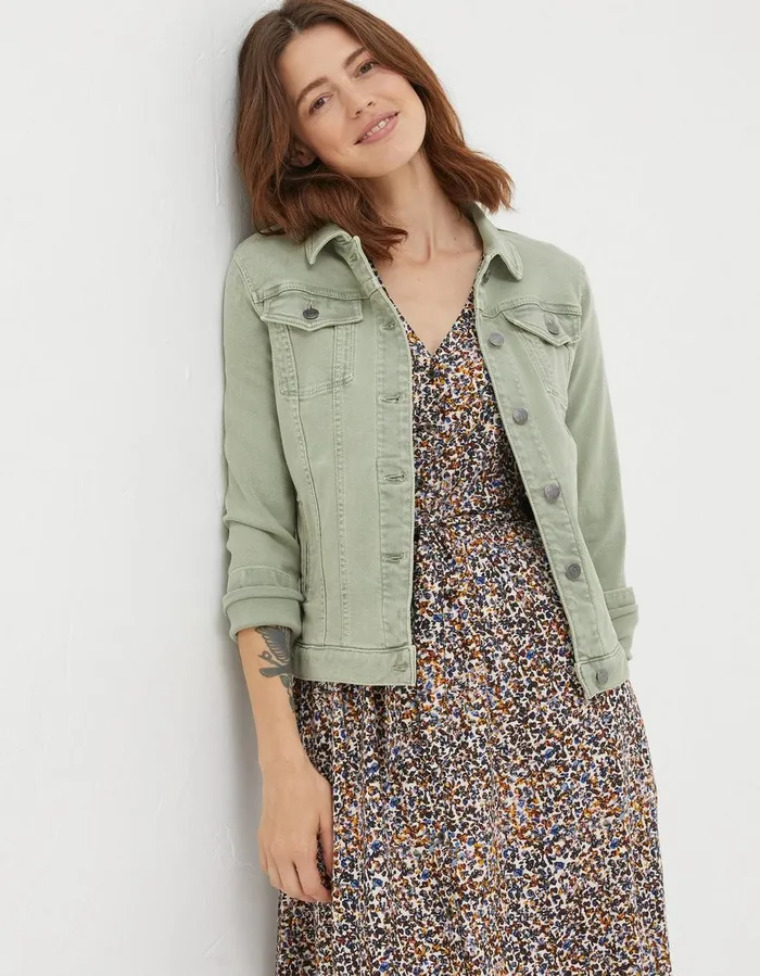 Tasha Denim Jacket Light Green Women FatFace Coats and Jackets