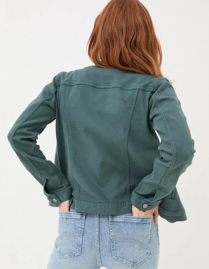 Tasha Denim Jacket Teal Green Women FatFace Coats and Jackets