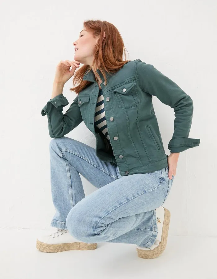 Tasha Denim Jacket Teal Green Women FatFace Coats and Jackets