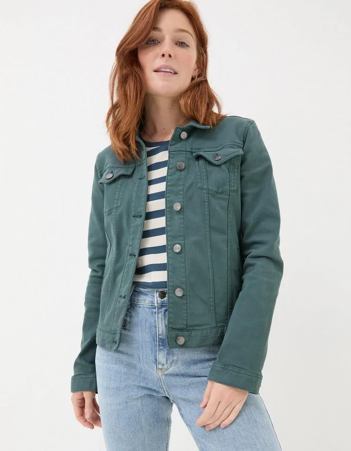 Tasha Denim Jacket Teal Green Women FatFace Coats and Jackets