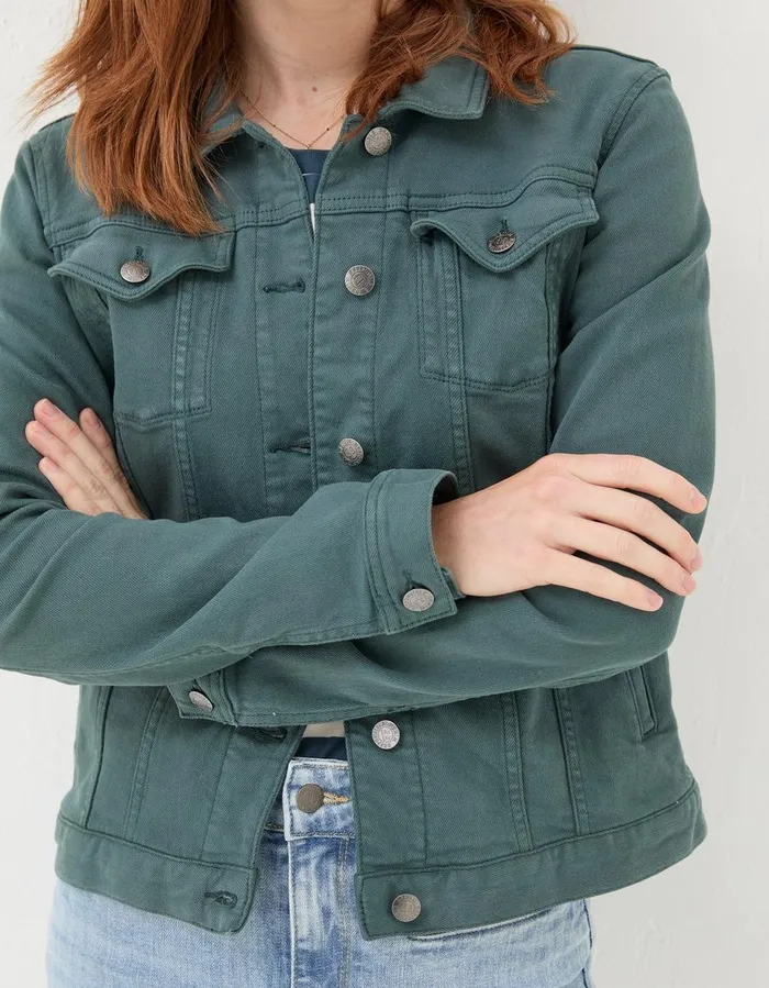 Tasha Denim Jacket Teal Green Women FatFace Coats and Jackets