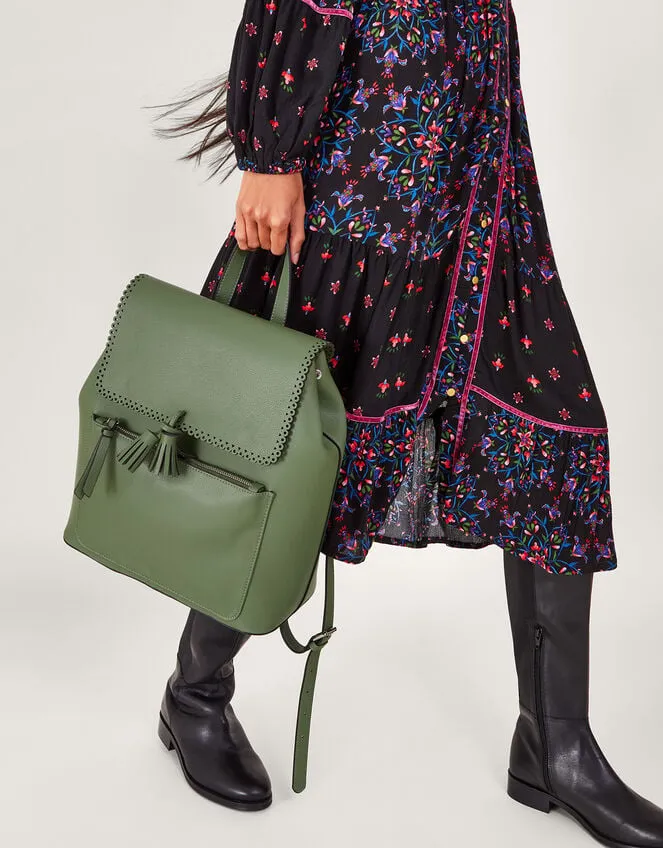 Tassel Backpack Green Women Monsoon Bags and Purses