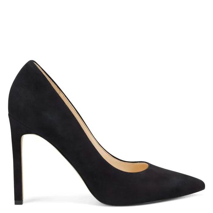 Tatiana Pointy Toe Pumps Black Suede Women Nine West Heels