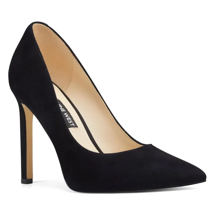 Tatiana Pointy Toe Pumps Black Suede Women Nine West Heels