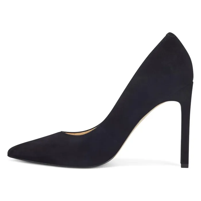 Tatiana Pointy Toe Pumps Black Suede Women Nine West Heels