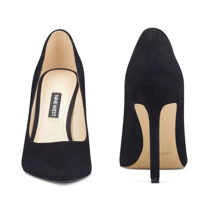 Tatiana Pointy Toe Pumps Black Suede Women Nine West Heels