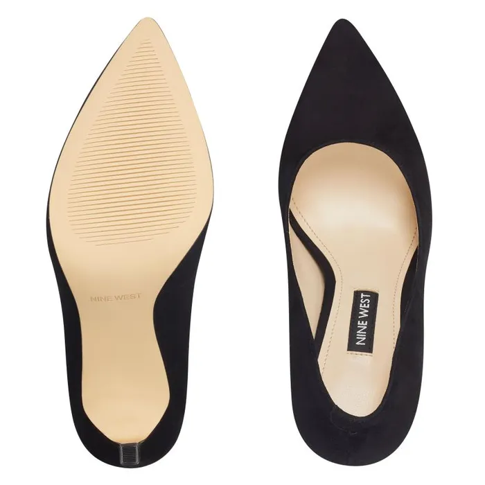 Tatiana Pointy Toe Pumps Black Suede Women Nine West Heels