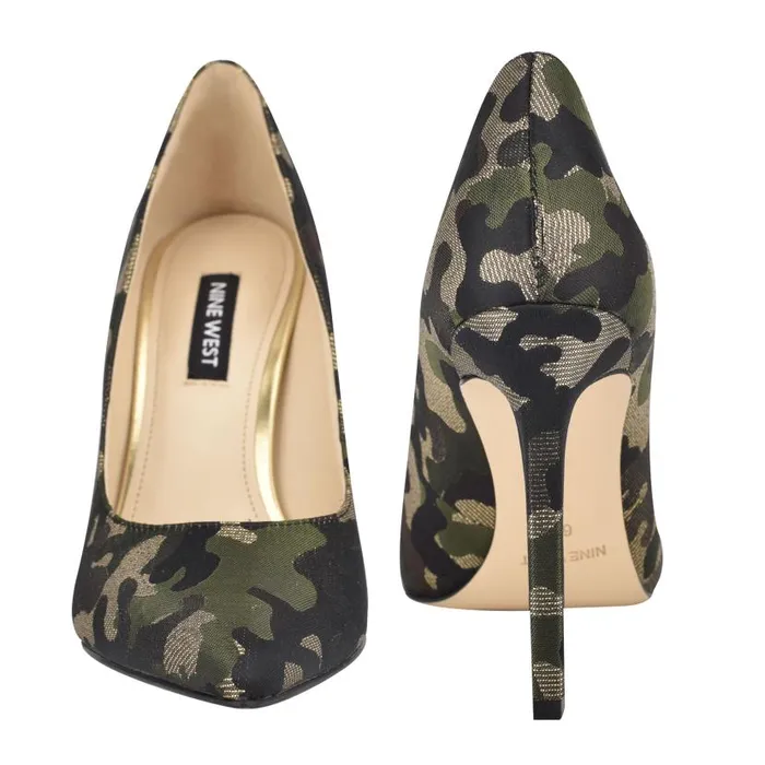 Tatiana Pointy Toe Pumps Metallic Camo Women Nine West Heels