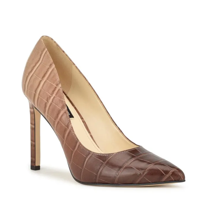 Tatiana Pointy Toe Pumps Nude Ombre Croco Women Nine West Heels
