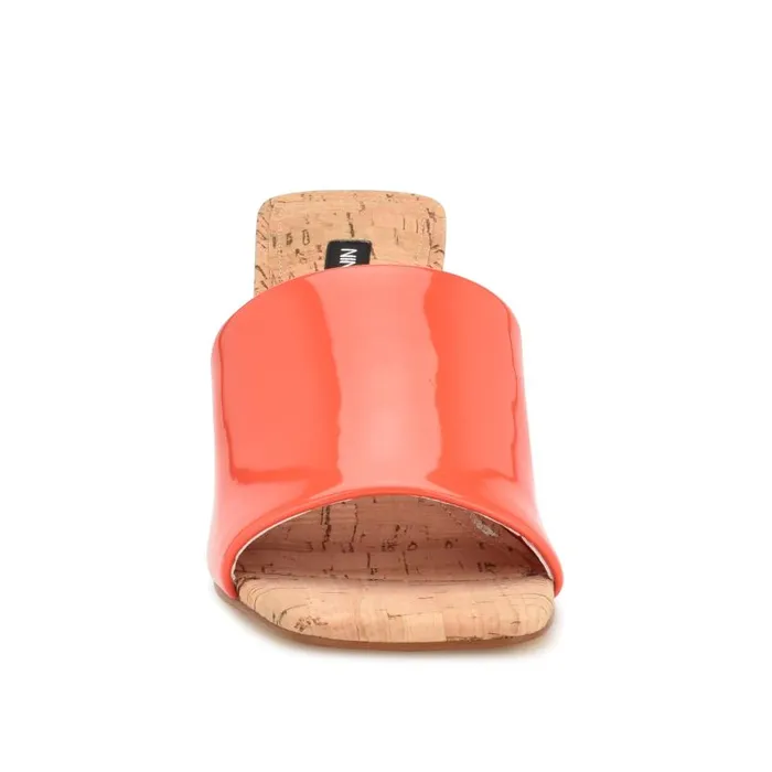 Teice Heeled Slide Sandals Orange Patent Women Nine West Heels