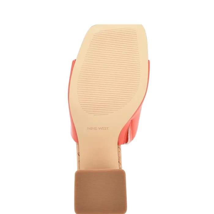 Teice Heeled Slide Sandals Orange Patent Women Nine West Heels