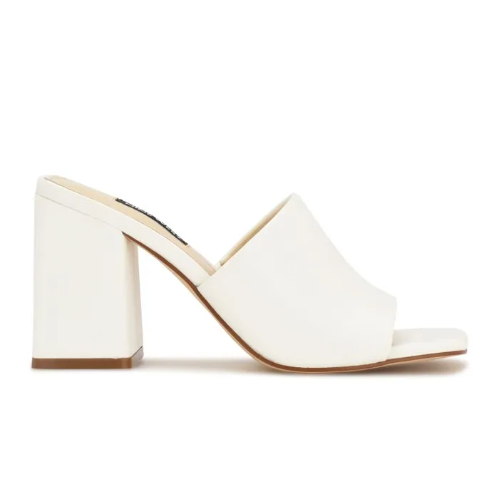 Teice Heeled Slide Sandals White Women Nine West Heels
