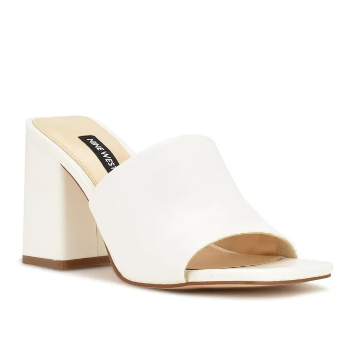 Teice Heeled Slide Sandals White Women Nine West Sandals