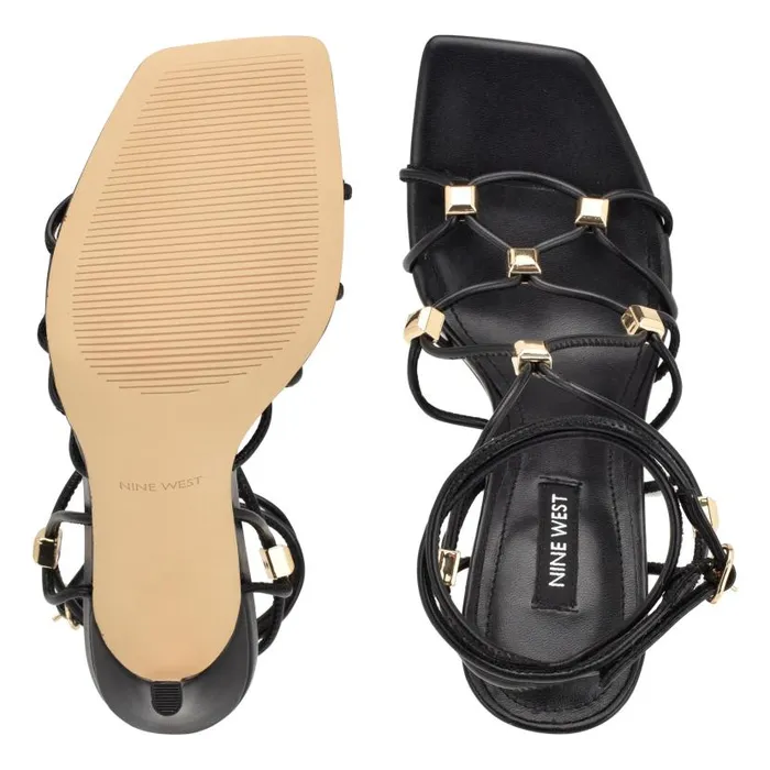 Tenor Ankle Wrap Heeled Sandals Black Women Nine West Sandals