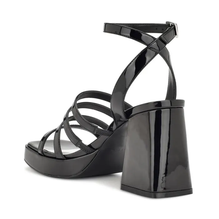 Teriss Strappy Platform Sandals Black Patent Women Nine West Heels