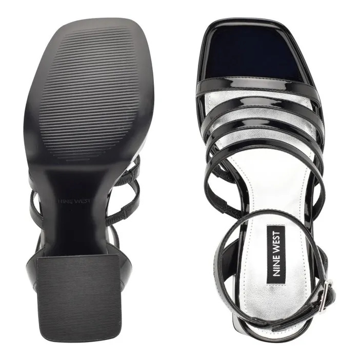 Teriss Strappy Platform Sandals Black Patent Women Nine West Heels
