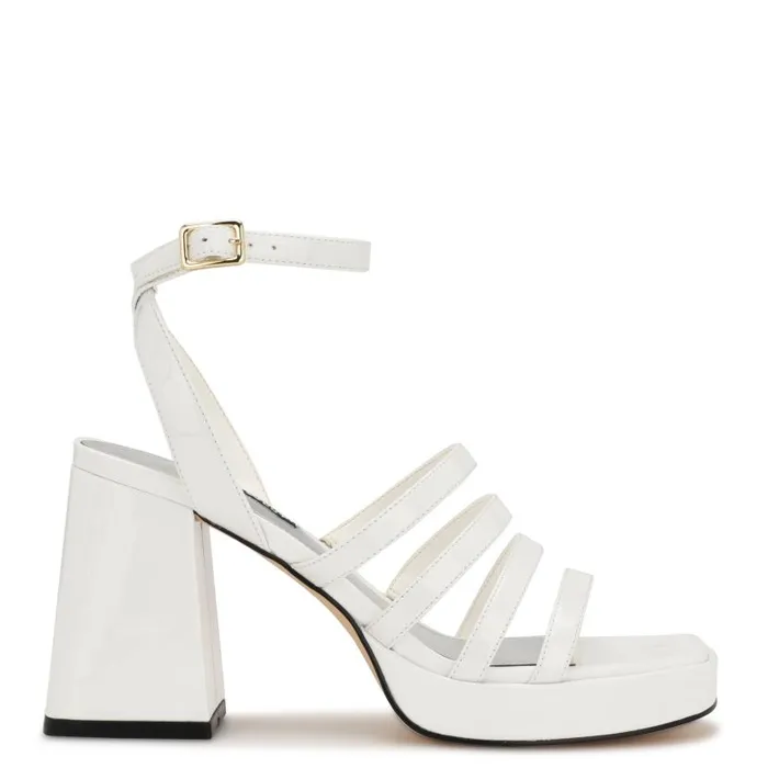 Teriss Strappy Platform Sandals White Patent Women Nine West Sandals