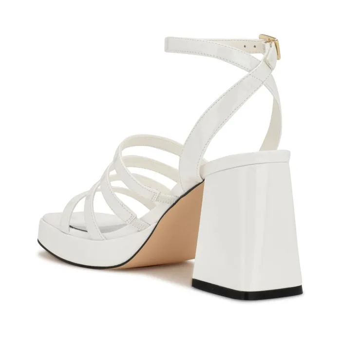 Teriss Strappy Platform Sandals White Patent Women Nine West Sandals