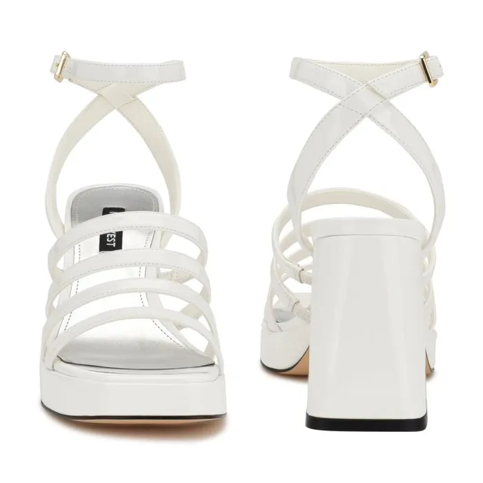 Teriss Strappy Platform Sandals White Patent Women Nine West Sandals