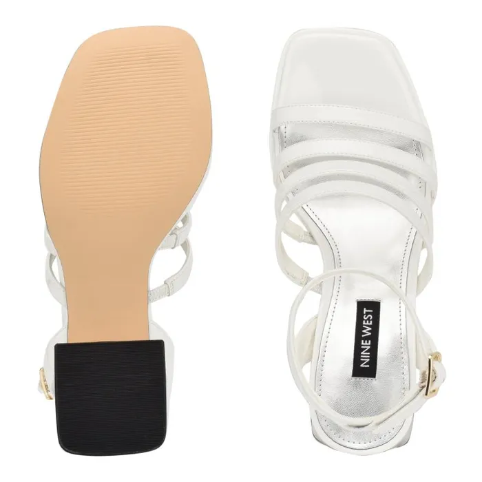 Teriss Strappy Platform Sandals White Patent Women Nine West Sandals