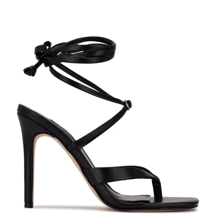 Terrie Ankle Wrap Heeled Sandals Black Women Nine West Sandals