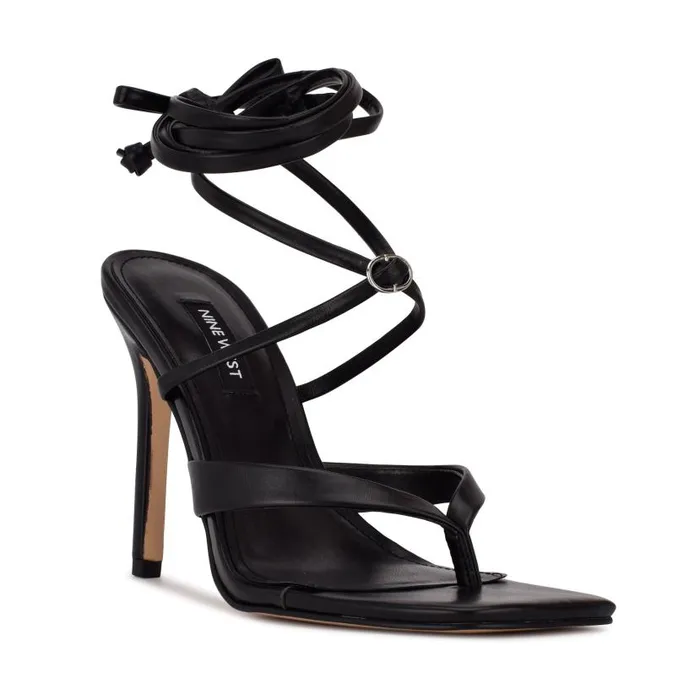 Terrie Ankle Wrap Heeled Sandals Black Women Nine West Sandals