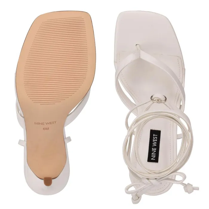 Terrie Ankle Wrap Heeled Sandals White Women Nine West Heels