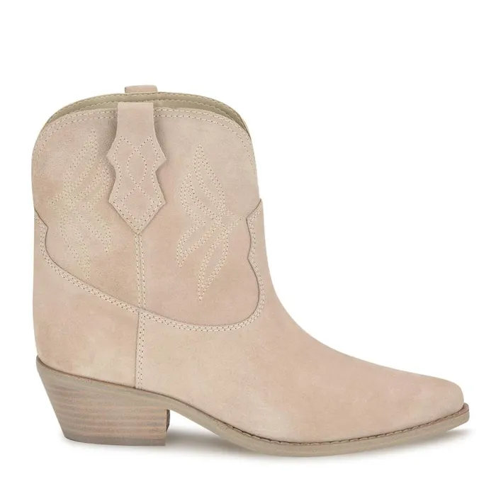 Texen Western Booties Light Grey Suede Women Nine West Boots and Booties