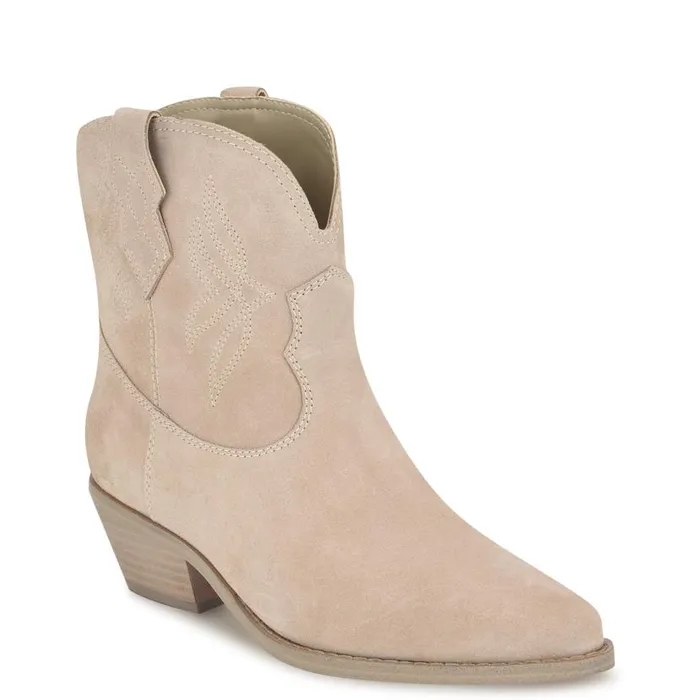 Texen Western Booties Light Grey Suede Women Nine West Boots and Booties