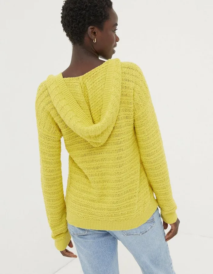 Textured Hoodie Yellow Women FatFace Sweatshirts and Hoodies
