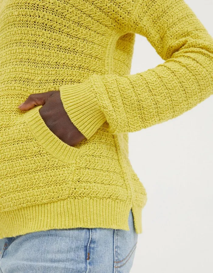 Textured Hoodie Yellow Women FatFace Sweatshirts and Hoodies