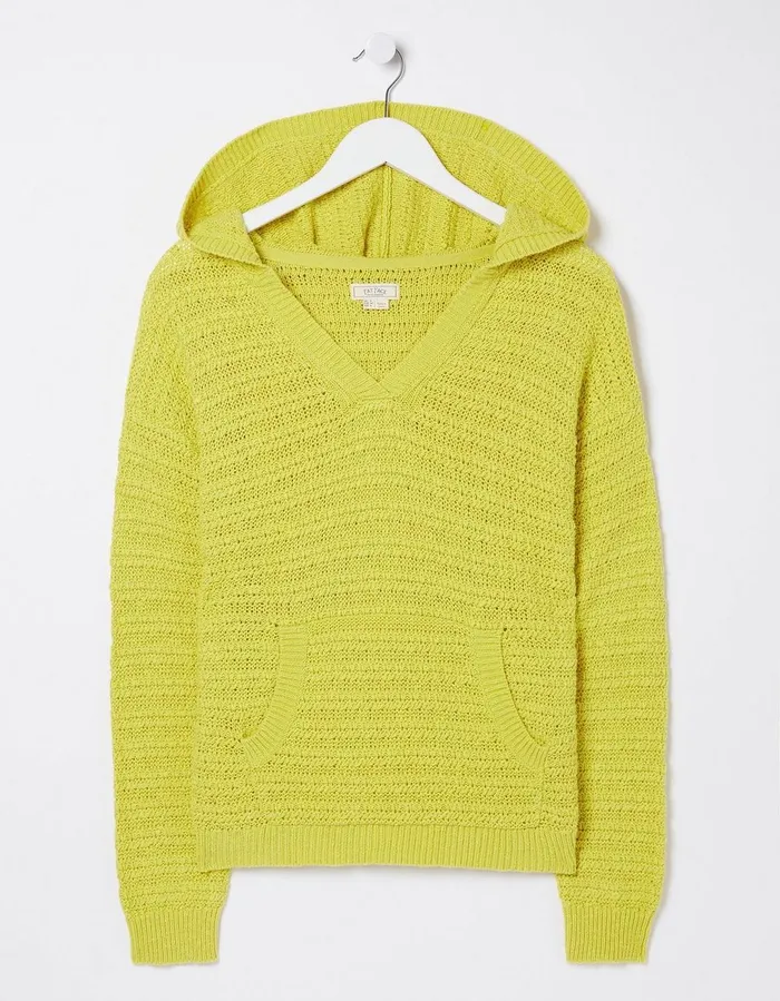 Textured Hoodie Yellow Women FatFace Sweatshirts and Hoodies