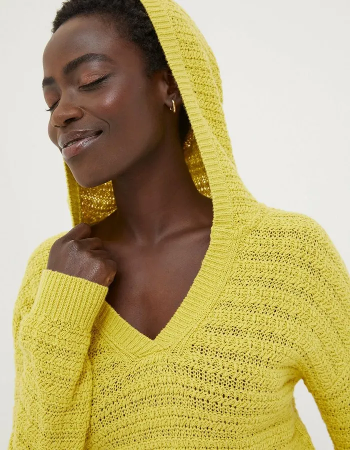 Textured Hoodie Yellow Women FatFace Sweatshirts and Hoodies