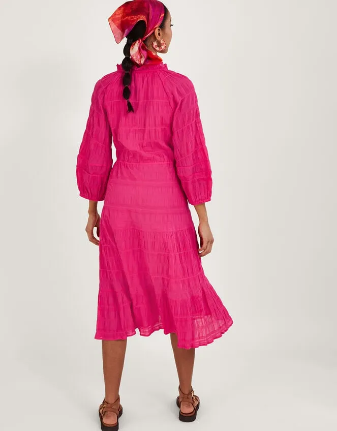 Textured Tiered Smock Dress Pink Women Monsoon Dresses
