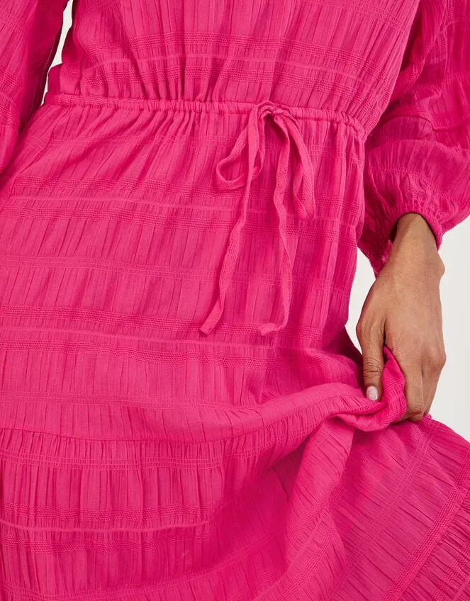 Textured Tiered Smock Dress Pink Women Monsoon Dresses