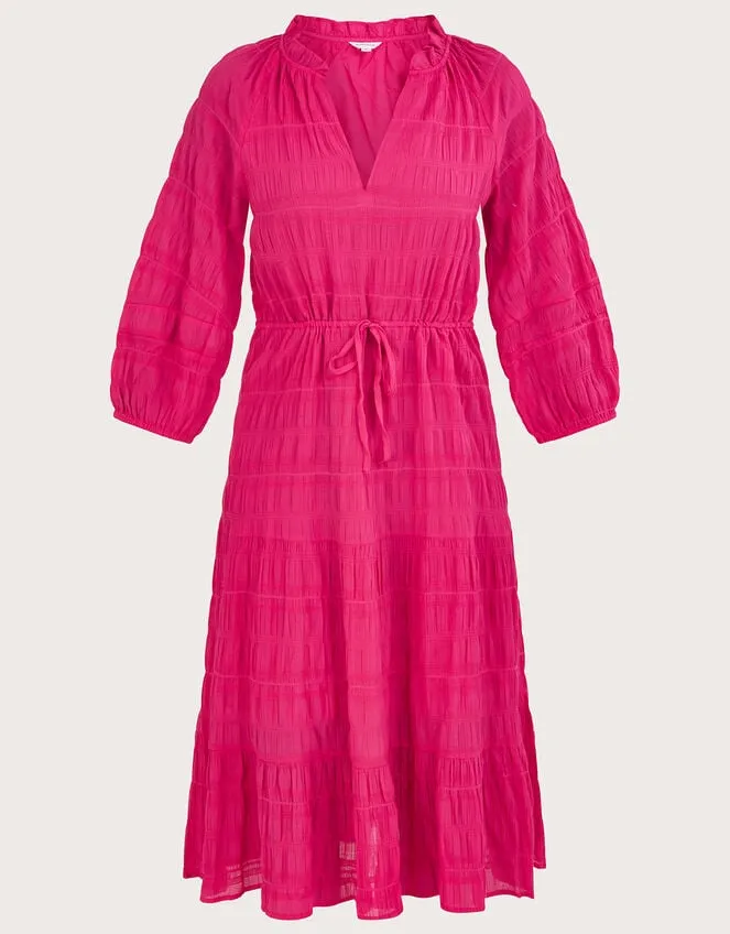 Textured Tiered Smock Dress Pink Women Monsoon Dresses