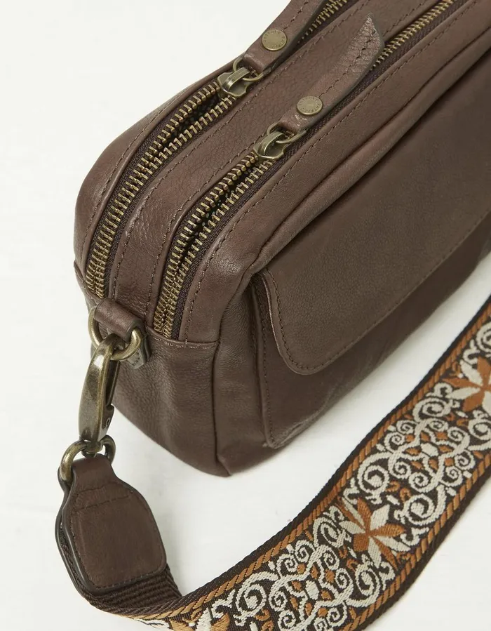 The Oslo Camera Bag Ornate Strap Chocolate Brown Women FatFace Bags and Purses