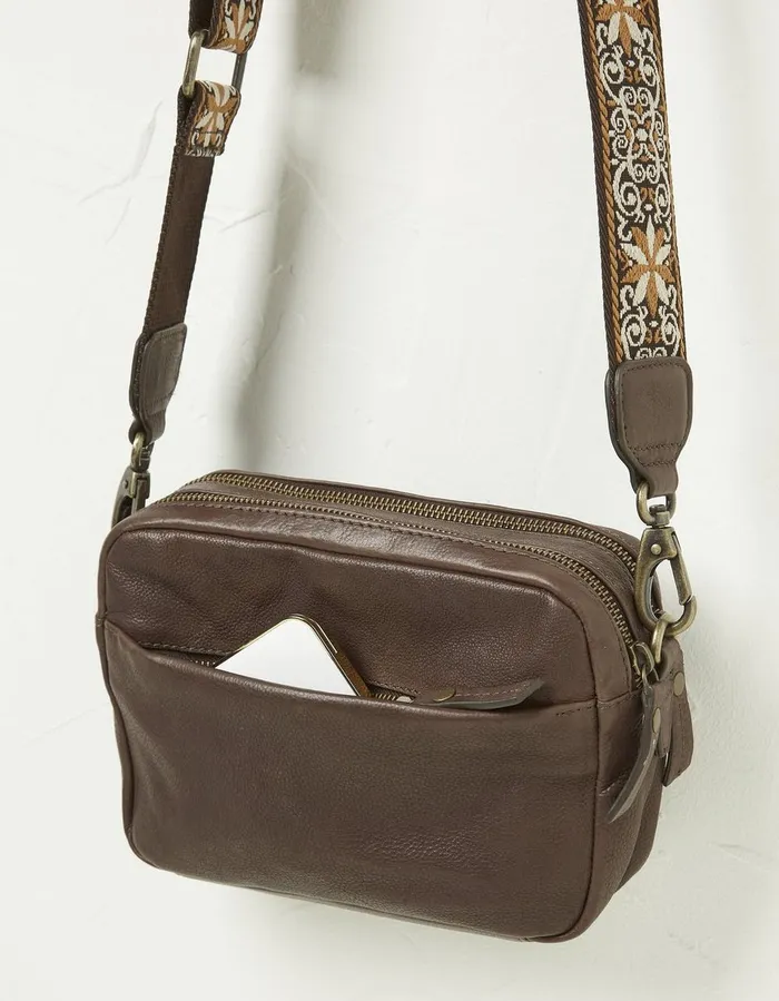 The Oslo Camera Bag Ornate Strap Chocolate Brown Women FatFace Bags and Purses