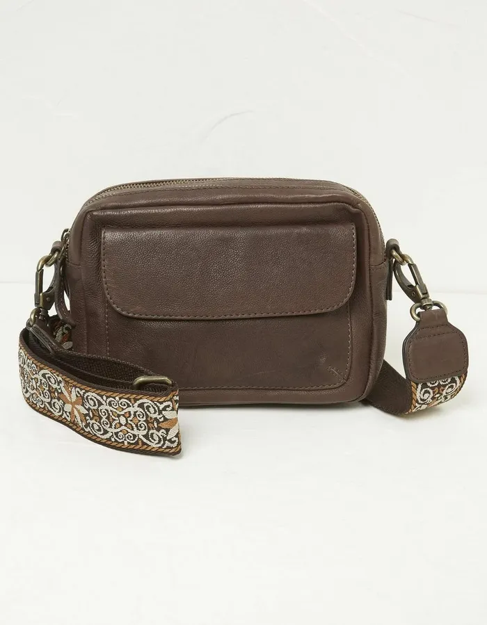 The Oslo Camera Bag Ornate Strap Chocolate Brown Women FatFace Bags and Purses