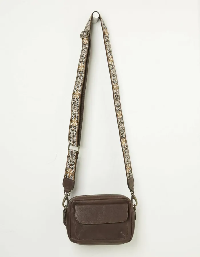 The Oslo Camera Bag Ornate Strap Chocolate Brown Women FatFace Bags and Purses