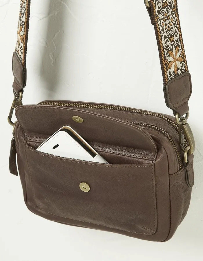 The Oslo Camera Bag Ornate Strap Chocolate Brown Women FatFace Bags and Purses