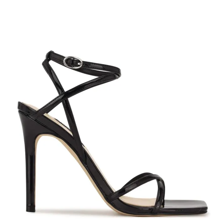 Tidle Ankle Strap Sandals Black Women Nine West Heels