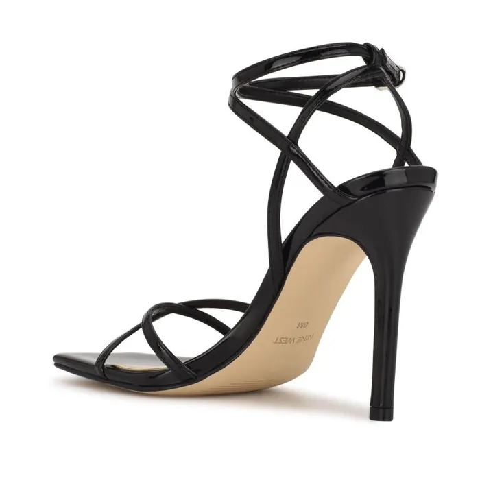 Tidle Ankle Strap Sandals Black Women Nine West Heels