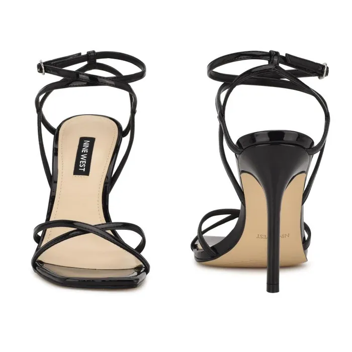 Tidle Ankle Strap Sandals Black Women Nine West Heels