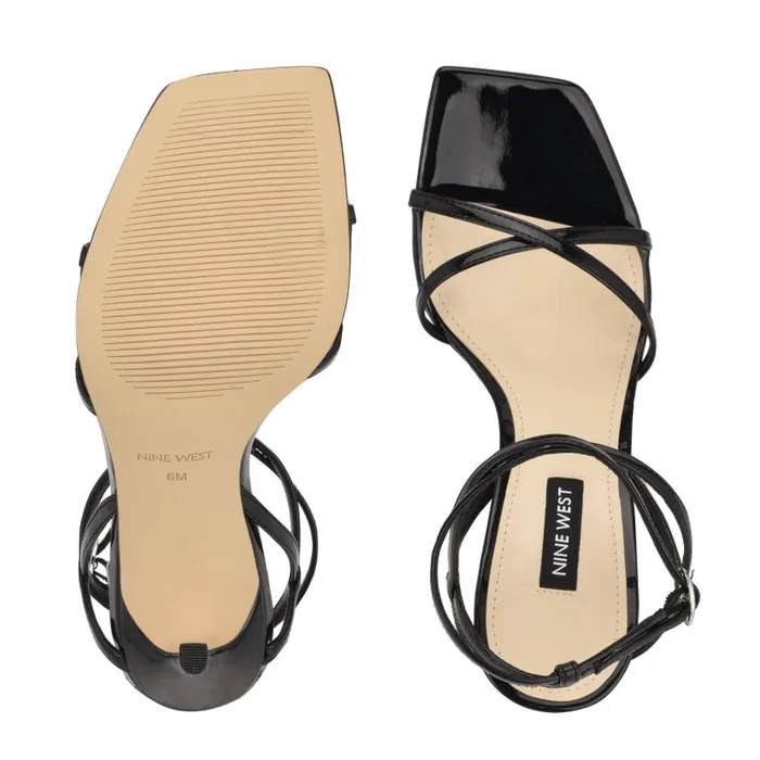 Tidle Ankle Strap Sandals Black Women Nine West Heels